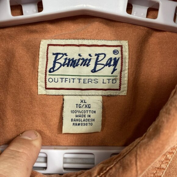 Bimini Bay Outfitters Button Down Shirt Mens XL Orange/Red Hiking Outdoors - Picture 5 of 13